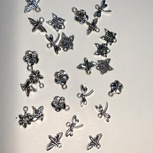 Silver Insect and Flower Charms
